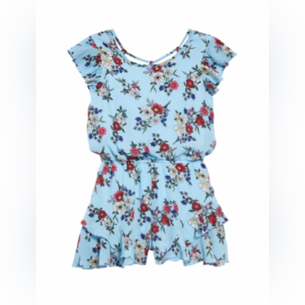 Girls Truly Me Floral Ruffle Romper Size 14 Big Girl worn once from Nordstrom